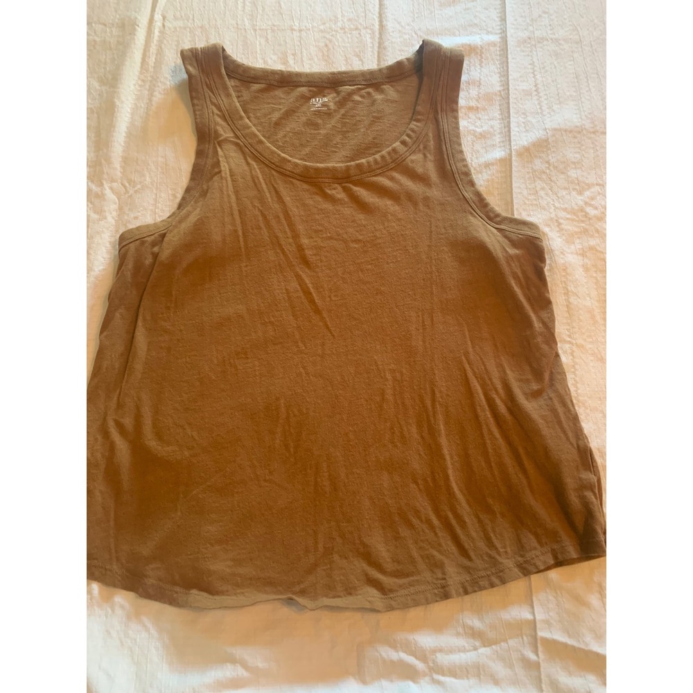 A New Approach a.n.a Womens XXL Camel Brown Slub Knit Scoop Neck Tank Top